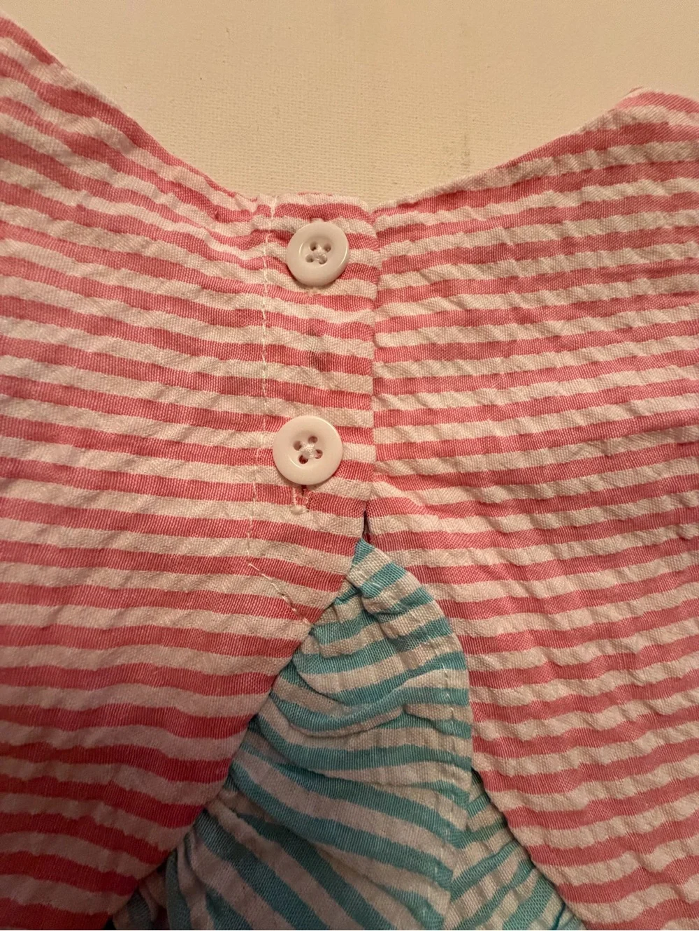Girls Pink Striped Ruffle Two-Piece Set with Car Applique